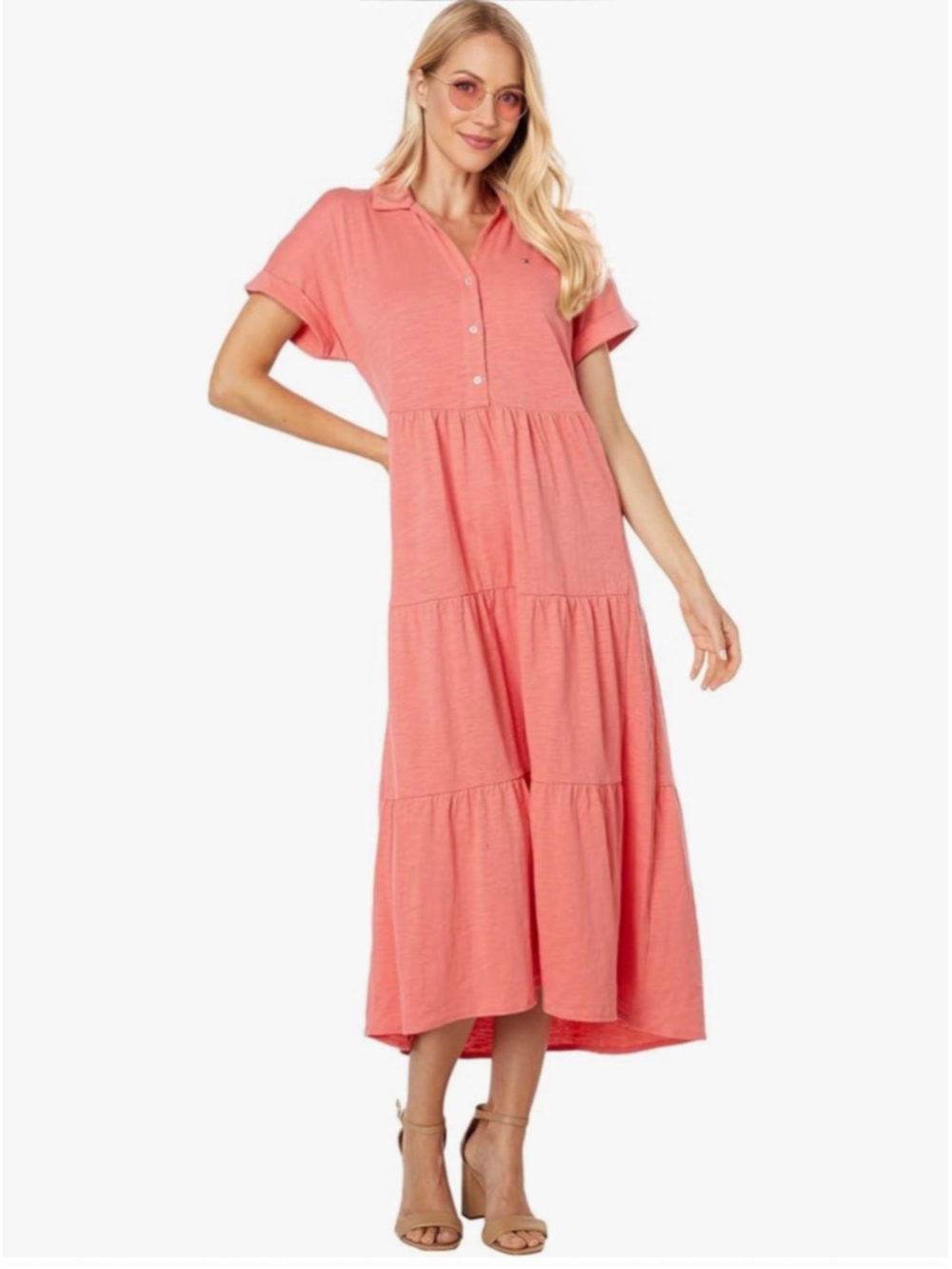 Women's Tommy Hilfiger Tiered Maxi Dress coral Size S